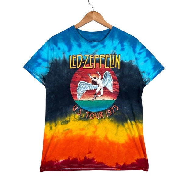 LED ZEPPELIN U.S. TOUR 1975 Tie Dye Band T-Shirt - Picture 1 of 6